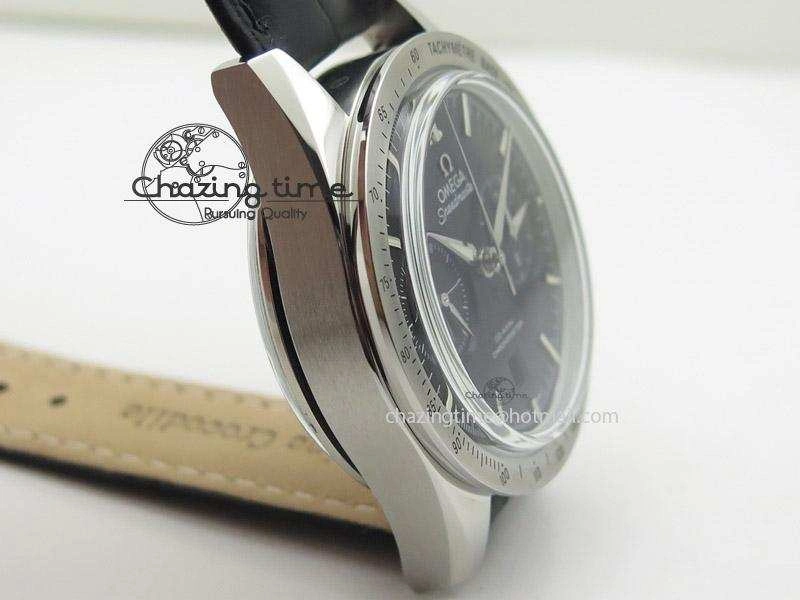 Effortless Speedmaster ’57 SS Chrono AXF Best Edition Black Dial On Black Leather Strap A 8285