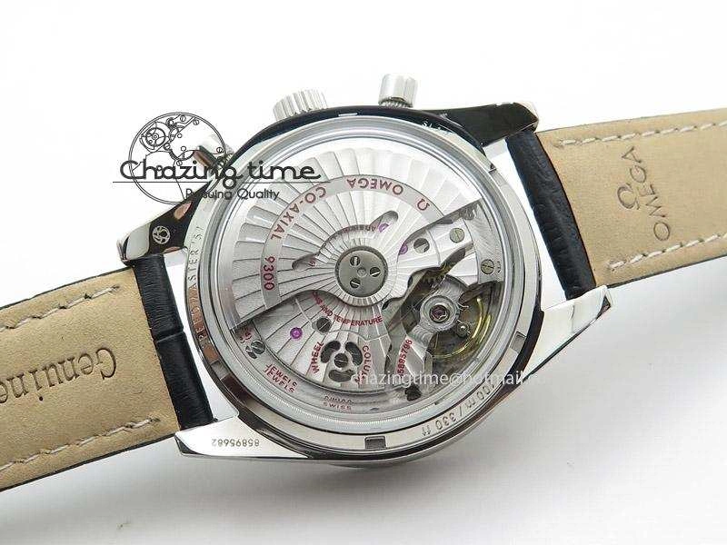 Effortless Speedmaster ’57 SS Chrono AXF Best Edition Black Dial On Black Leather Strap A 8285