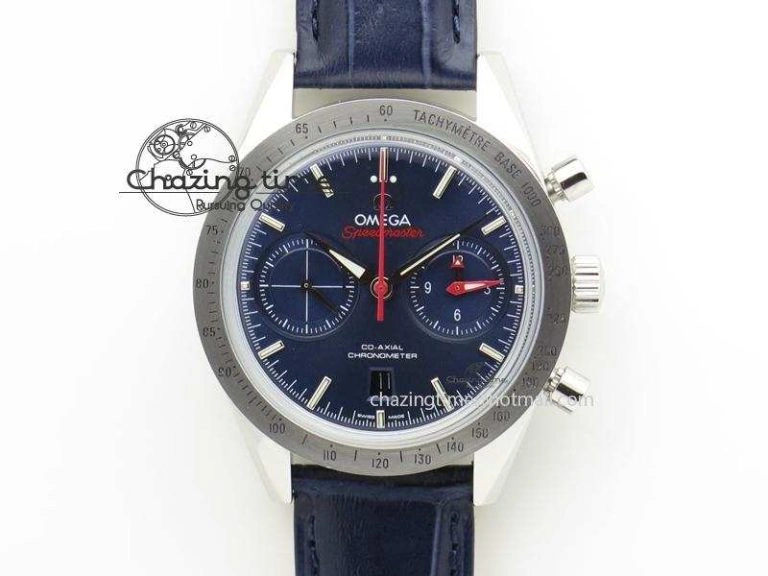 Speedmaster ’57 SS Chrono AXF Best Edition Blue Dial on Blue Leather Strap A SportInspired 8279