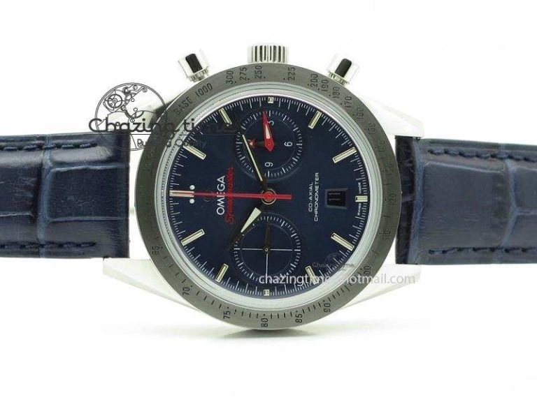 Speedmaster ’57 SS Chrono AXF Best Edition Blue Dial on Blue Leather Strap A SportInspired 8279