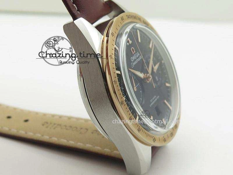 Speedmaster ’57 SS Chrono AXF Best Edition RG Bezel Black Dial on Brown Leather Strap A Timeless 8282