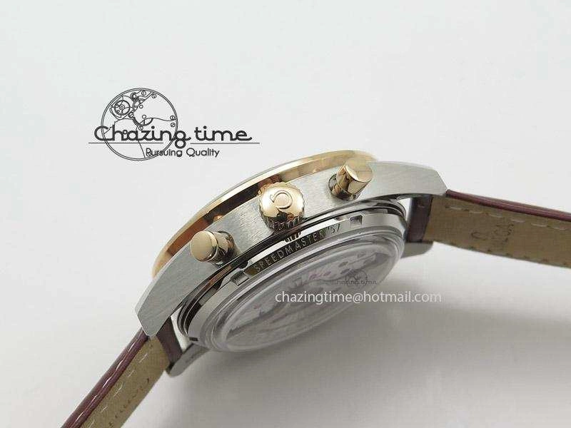 Speedmaster ’57 SS Chrono AXF Best Edition RG Bezel Black Dial on Brown Leather Strap A Timeless 8282