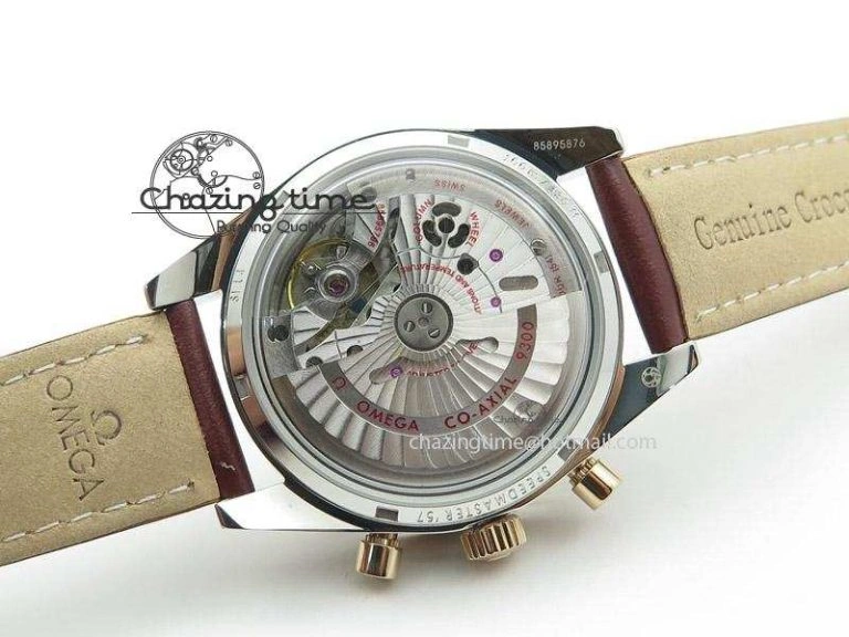 Speedmaster ’57 SS Chrono AXF Best Edition RG Bezel Black Dial on Brown Leather Strap A Timeless 8282
