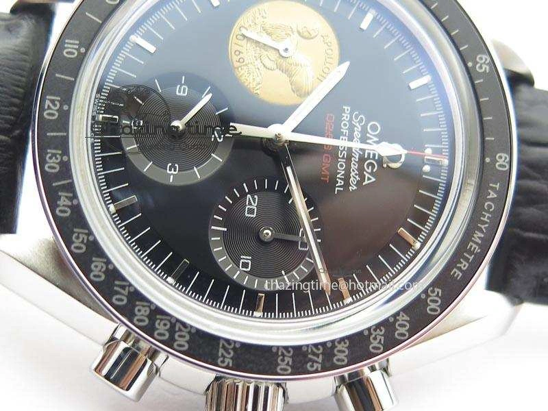 Speedmaster Apollo 11 On Black Leather Strap Manual Winding Chrono Movement Lightweight 8224
