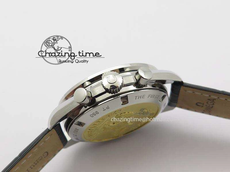 Speedmaster Apollo 11 On Black Leather Strap Manual Winding Chrono Movement Lightweight 8224