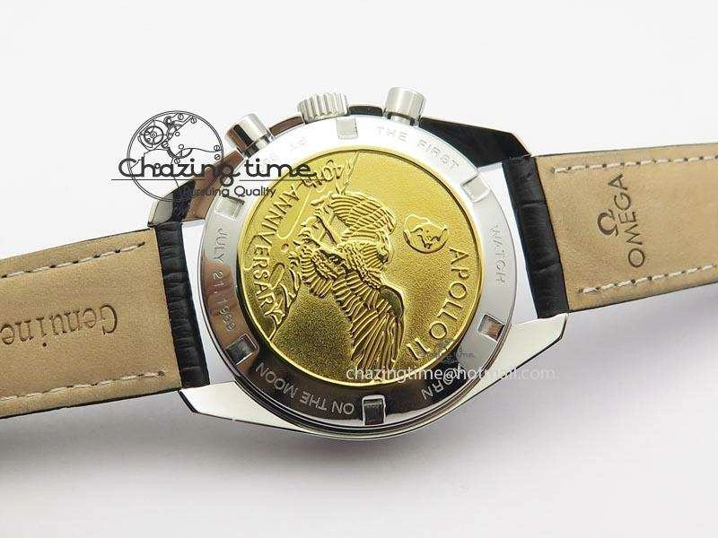 Speedmaster Apollo 11 On Black Leather Strap Manual Winding Chrono Movement Lightweight 8224