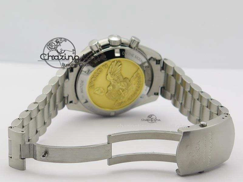 HighQuality Speedmaster Apollo 11 On SS Bracelet Manual Winding Chrono Movement 8225