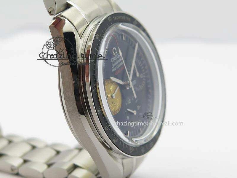 HighQuality Speedmaster Apollo 11 On SS Bracelet Manual Winding Chrono Movement 8225