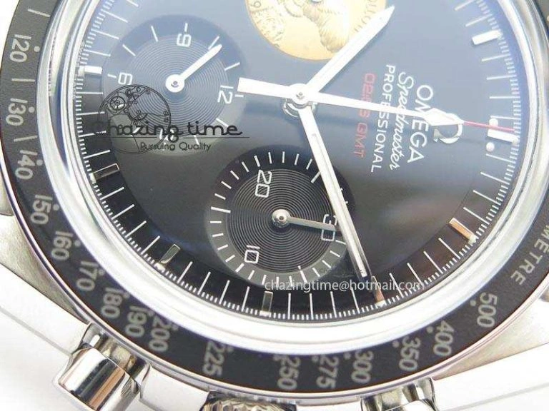 HighQuality Speedmaster Apollo 11 On SS Bracelet Manual Winding Chrono Movement 8225