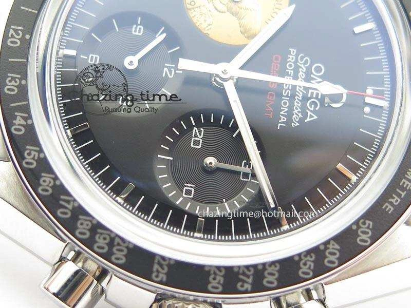 HighQuality Speedmaster Apollo 11 On SS Bracelet Manual Winding Chrono Movement 8225