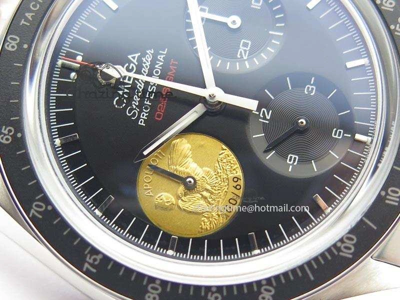 HighQuality Speedmaster Apollo 11 On SS Bracelet Manual Winding Chrono Movement 8225