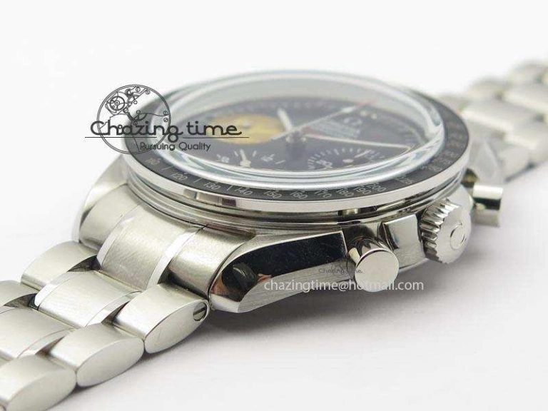 HighQuality Speedmaster Apollo 11 On SS Bracelet Manual Winding Chrono Movement 8225