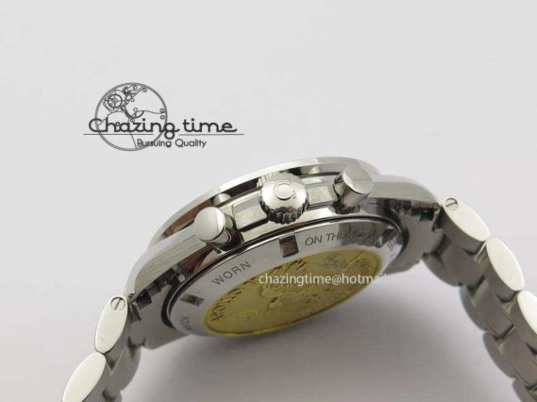 HighQuality Speedmaster Apollo 11 On SS Bracelet Manual Winding Chrono Movement 8225
