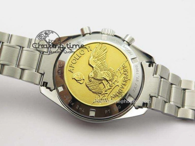HighQuality Speedmaster Apollo 11 On SS Bracelet Manual Winding Chrono Movement 8225