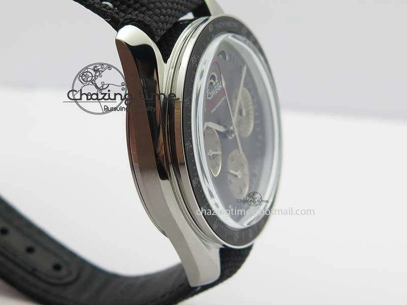 TopPick Speedmaster Apollo XVII Gray Dial On Black Nylon Strap Manual Winding Chrono Movement 8208