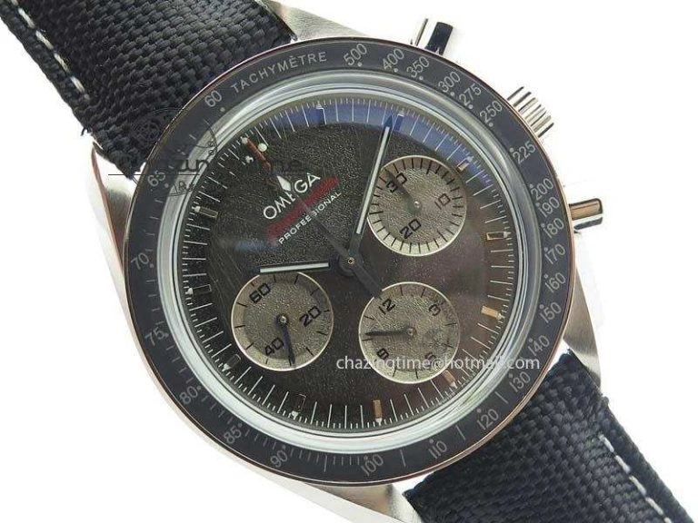 TopPick Speedmaster Apollo XVII Gray Dial On Black Nylon Strap Manual Winding Chrono Movement 8208