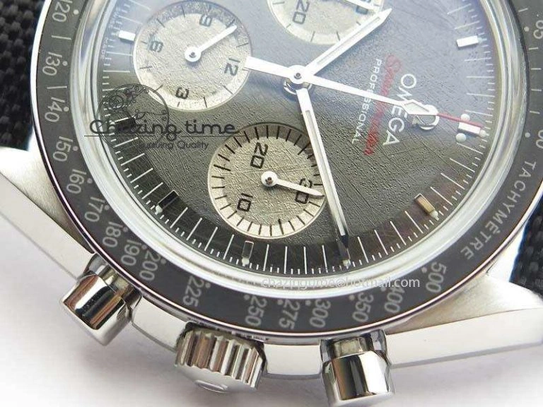 TopPick Speedmaster Apollo XVII Gray Dial On Black Nylon Strap Manual Winding Chrono Movement 8208
