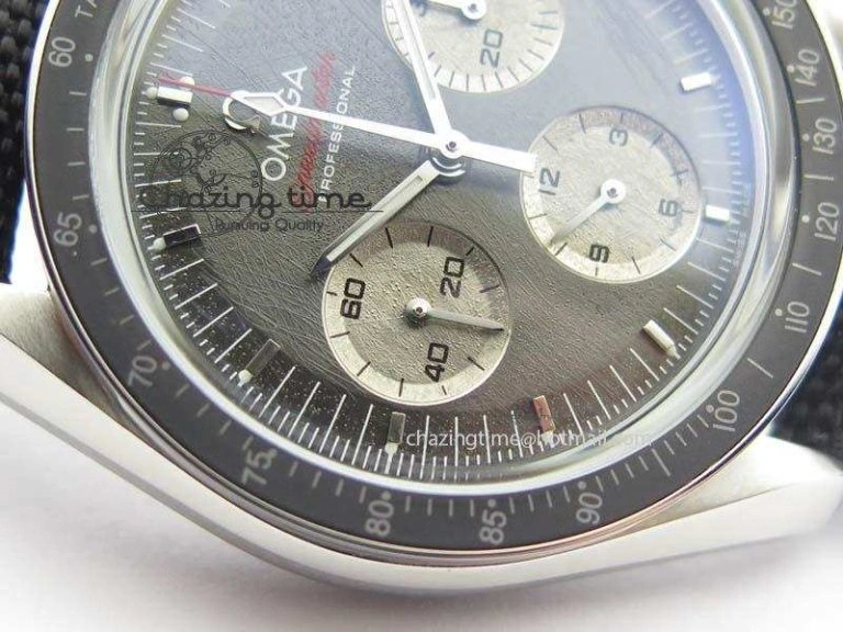 TopPick Speedmaster Apollo XVII Gray Dial On Black Nylon Strap Manual Winding Chrono Movement 8208