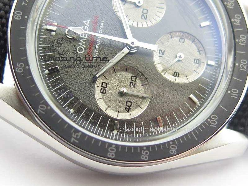 TopPick Speedmaster Apollo XVII Gray Dial On Black Nylon Strap Manual Winding Chrono Movement 8208