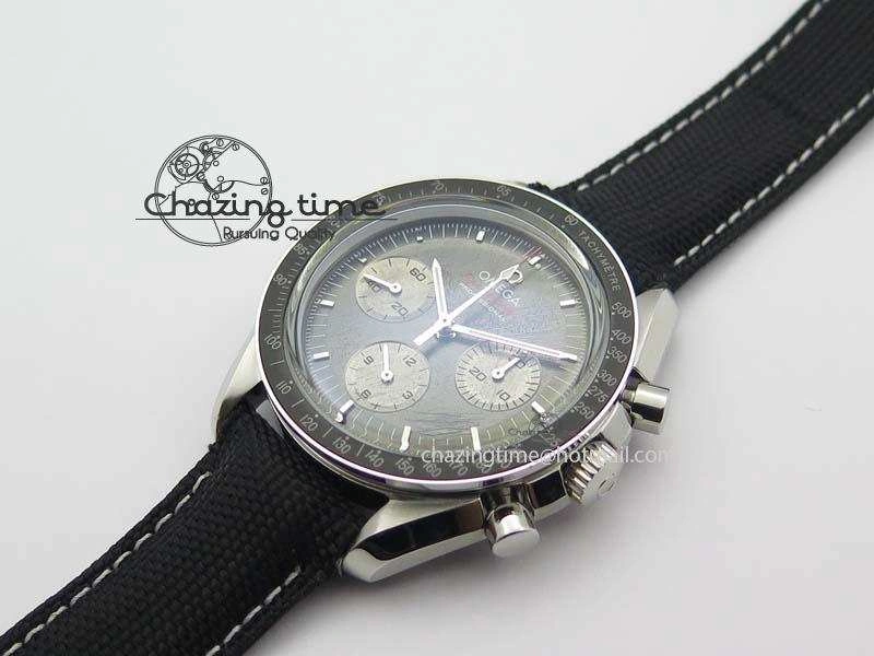 TopPick Speedmaster Apollo XVII Gray Dial On Black Nylon Strap Manual Winding Chrono Movement 8208