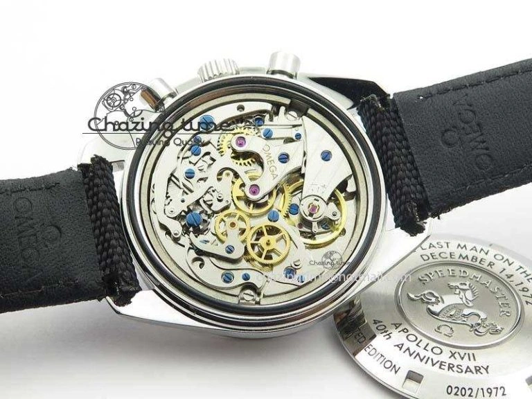 TopPick Speedmaster Apollo XVII Gray Dial On Black Nylon Strap Manual Winding Chrono Movement 8208