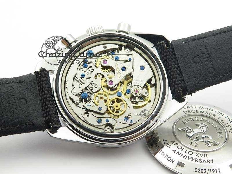 TopPick Speedmaster Apollo XVII Gray Dial On Black Nylon Strap Manual Winding Chrono Movement 8208