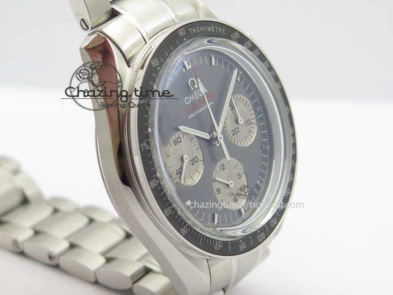 Speedmaster Apollo XVII Gray Dial On SS Bracelet Manual Winding Chrono Movement QuickDry 8223