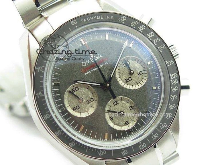Speedmaster Apollo XVII Gray Dial On SS Bracelet Manual Winding Chrono Movement QuickDry 8223