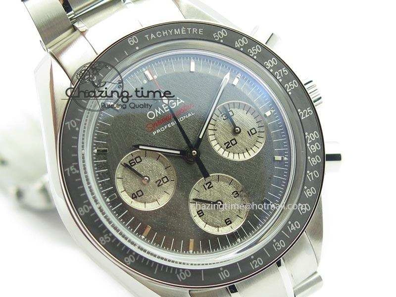 Speedmaster Apollo XVII Gray Dial On SS Bracelet Manual Winding Chrono Movement QuickDry 8223