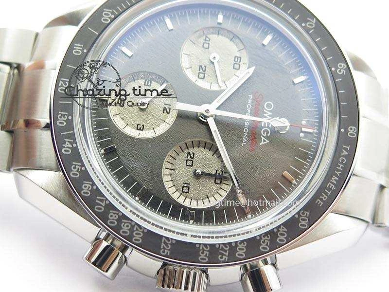 Speedmaster Apollo XVII Gray Dial On SS Bracelet Manual Winding Chrono Movement QuickDry 8223