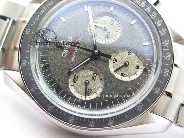 Speedmaster Apollo XVII Gray Dial On SS Bracelet Manual Winding Chrono Movement QuickDry 8223