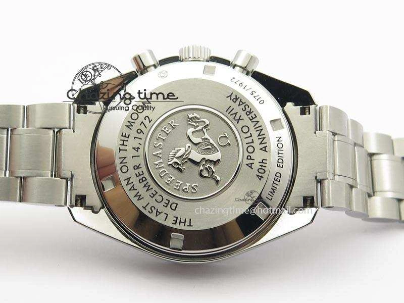 Speedmaster Apollo XVII Gray Dial On SS Bracelet Manual Winding Chrono Movement QuickDry 8223