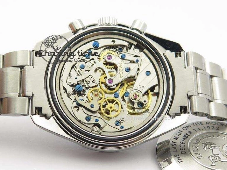 Speedmaster Apollo XVII Gray Dial On SS Bracelet Manual Winding Chrono Movement QuickDry 8223