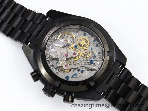 Upgraded Speedmaster Black Benom PVD Saturn RMF Best Edition on PVD Bracelet Lemania HW 7726