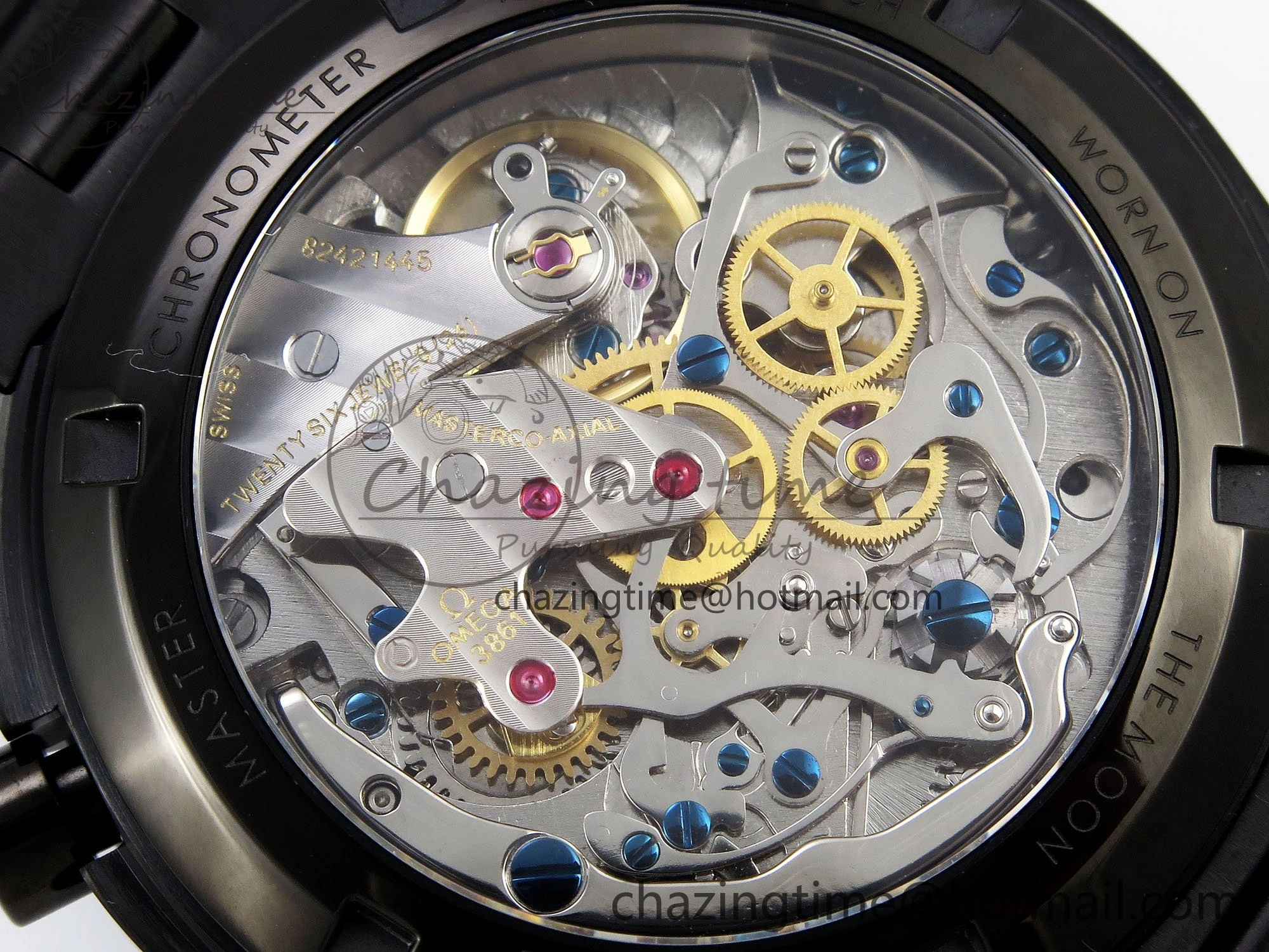 Upgraded Speedmaster Black Benom PVD Saturn RMF Best Edition on PVD Bracelet Lemania HW 7726