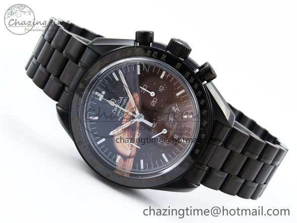 Upgraded Speedmaster Black Benom PVD Saturn RMF Best Edition on PVD Bracelet Lemania HW 7726