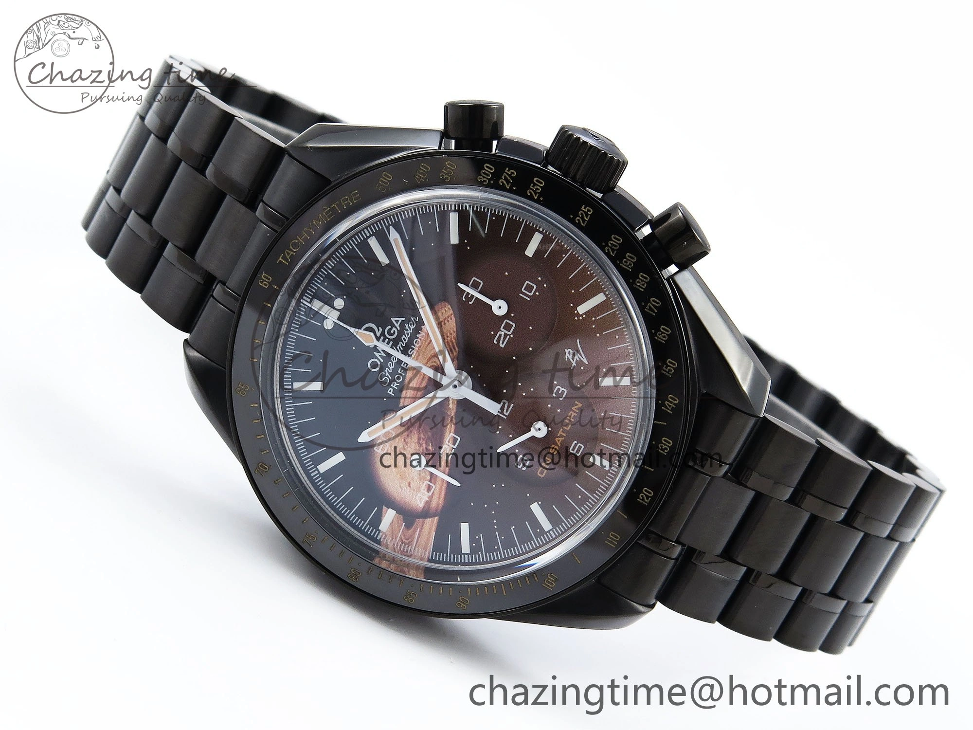 Upgraded Speedmaster Black Benom PVD Saturn RMF Best Edition on PVD Bracelet Lemania HW 7726