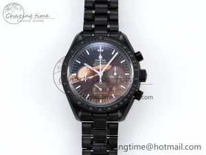 Upgraded Speedmaster Black Benom PVD Saturn RMF Best Edition on PVD Bracelet Lemania HW 7726