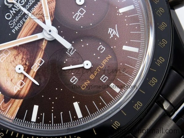 Upgraded Speedmaster Black Benom PVD Saturn RMF Best Edition on PVD Bracelet Lemania HW 7726