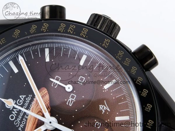 Upgraded Speedmaster Black Benom PVD Saturn RMF Best Edition on PVD Bracelet Lemania HW 7726