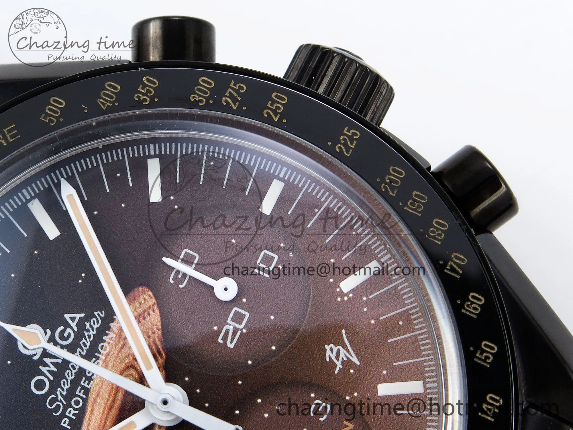 Upgraded Speedmaster Black Benom PVD Saturn RMF Best Edition on PVD Bracelet Lemania HW 7726