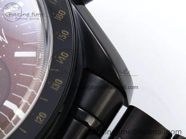 Upgraded Speedmaster Black Benom PVD Saturn RMF Best Edition on PVD Bracelet Lemania HW 7726