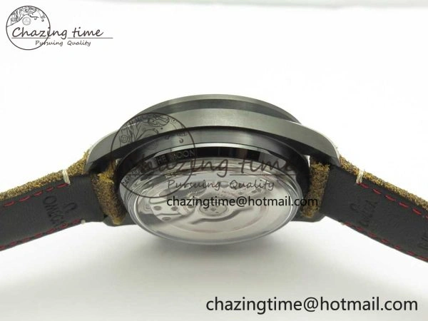 Speedmaster “Dark Side of The Moon” Real Ceramic OMF 1:1 Best Edition Vintage Black on Brown Leather Strap A Stretchable 7975