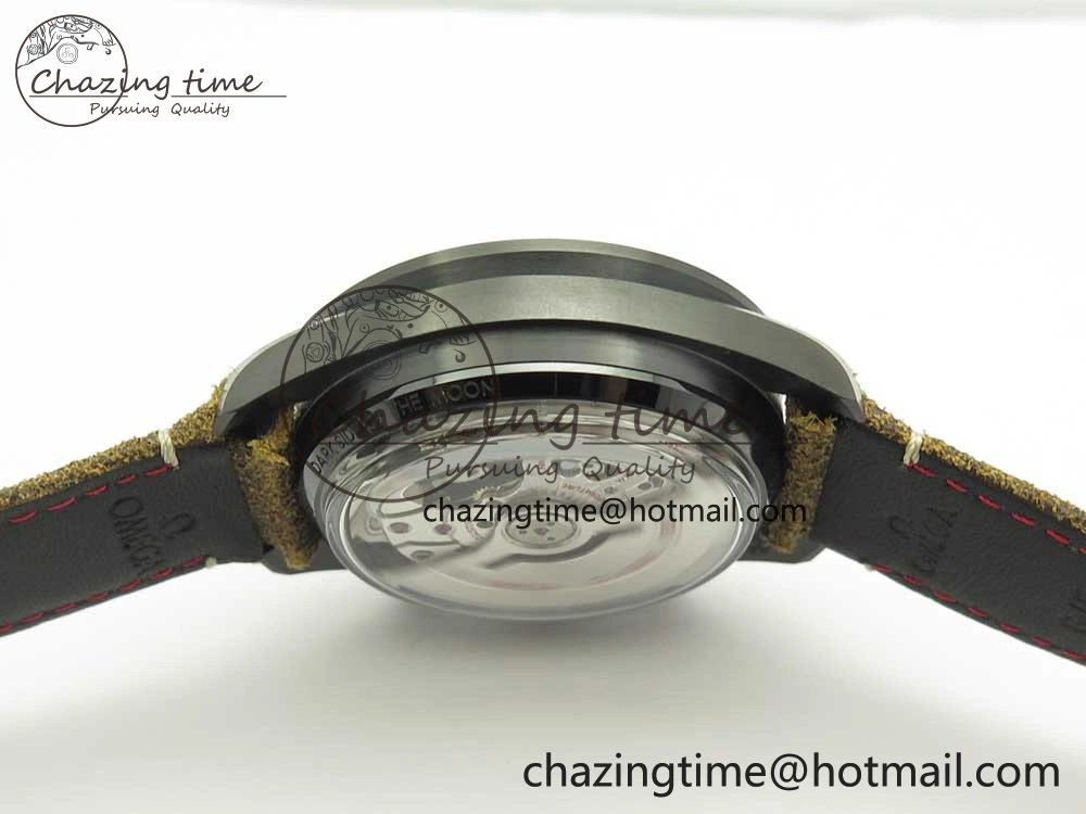 Speedmaster “Dark Side of The Moon” Real Ceramic OMF 1:1 Best Edition Vintage Black on Brown Leather Strap A Stretchable 7975