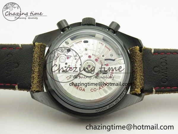 Speedmaster “Dark Side of The Moon” Real Ceramic OMF 1:1 Best Edition Vintage Black on Brown Leather Strap A Stretchable 7975