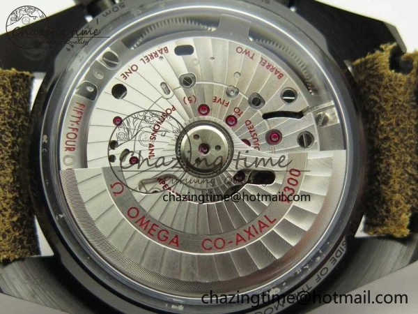 Speedmaster “Dark Side of The Moon” Real Ceramic OMF 1:1 Best Edition Vintage Black on Brown Leather Strap A Stretchable 7975