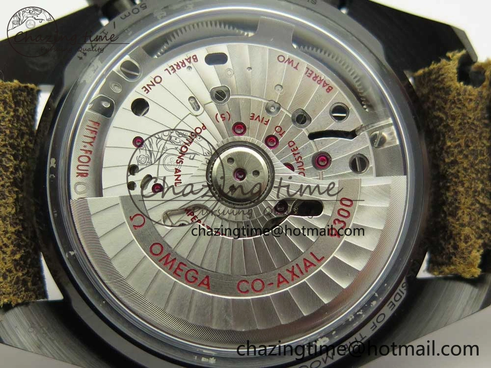 Speedmaster “Dark Side of The Moon” Real Ceramic OMF 1:1 Best Edition Vintage Black on Brown Leather Strap A Stretchable 7975