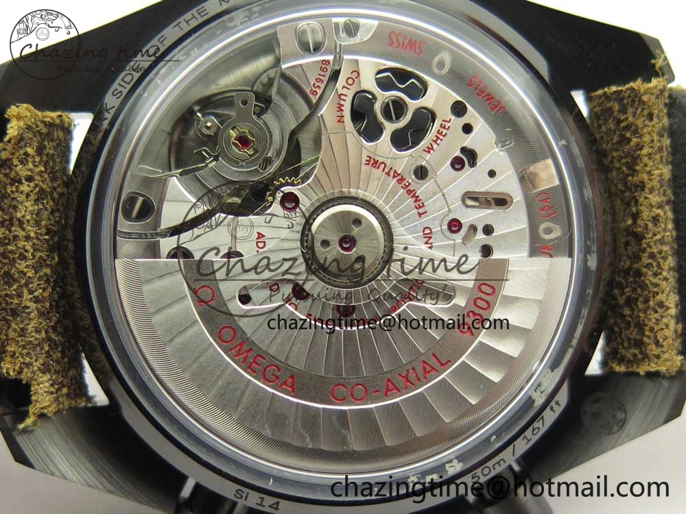 Speedmaster “Dark Side of The Moon” Real Ceramic OMF 1:1 Best Edition Vintage Black on Brown Leather Strap A Stretchable 7975