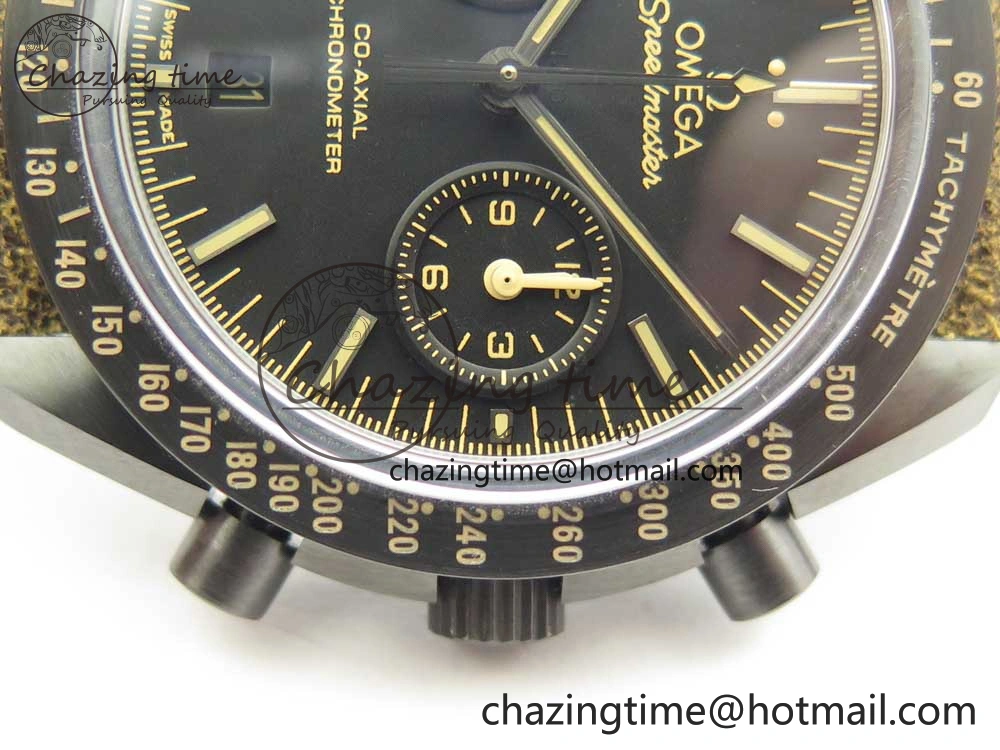 Speedmaster “Dark Side of The Moon” Real Ceramic OMF 1:1 Best Edition Vintage Black on Brown Leather Strap A Stretchable 7975