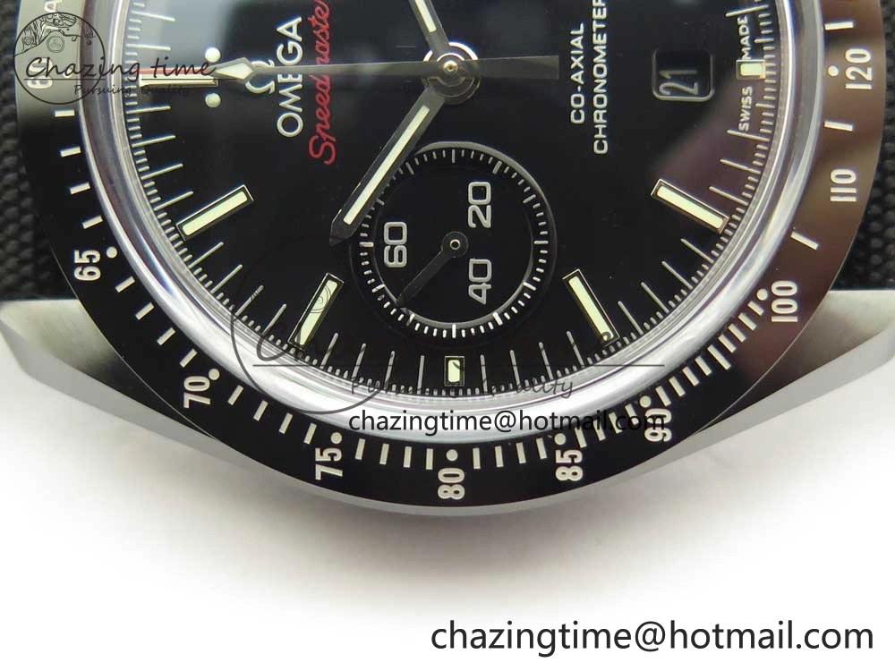 SmartChoice Speedmaster “Dark Side of The Moon” Real Ceramic OMF 1:1 Best Edition on Nylon Strap A 7977